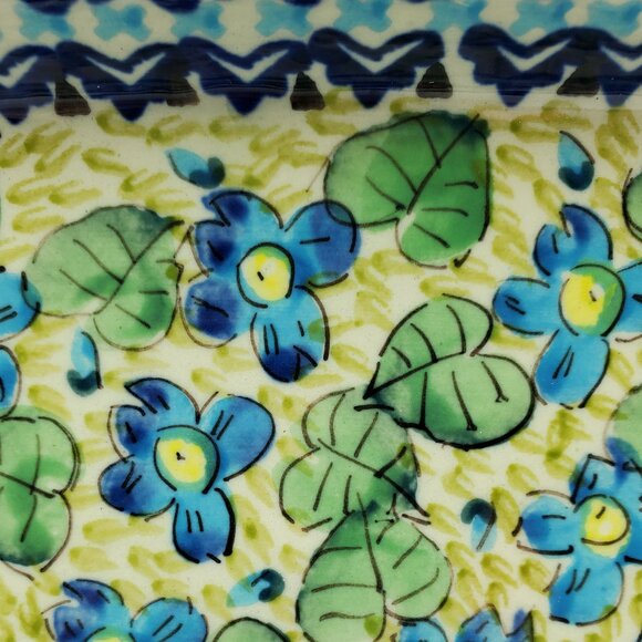 Polish Pottery Unikat Blue Floral Appetizer Tray 248 ART Oblong Relish Tray - Picture 4 of 7